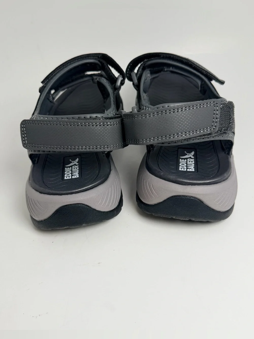 Eddie Bauer Gray Black Kids Adjustable Strap Sandals